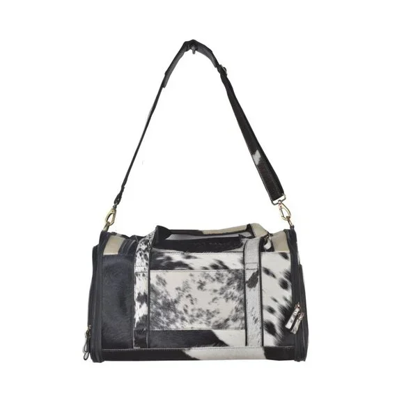 Hair On Leather Dog Carrier Shoulder Bag-Southwest Dog Travel Crossbody Bag